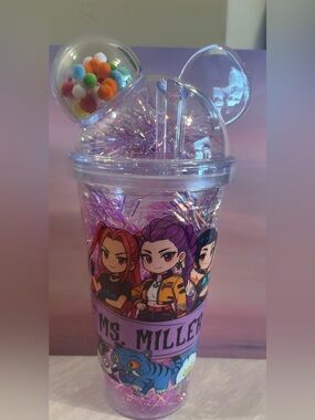 K-pop Purple Glitter Party Tumbler with Straw